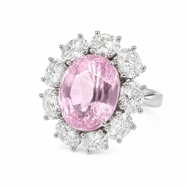 8ct pink Lab Grown Sapphire 14 k gold ring ID: 45