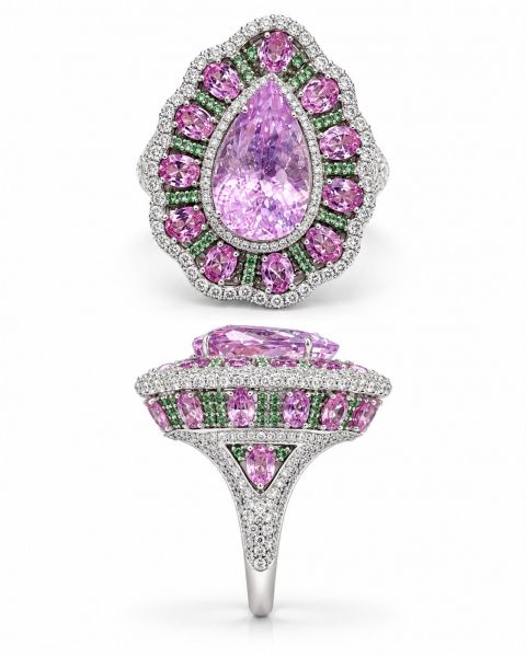 12.04ct Natural Kunzanite Ring
