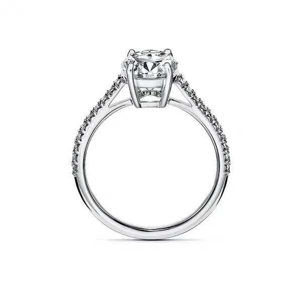 Oval Brilliant Engagement Ring with a Pavé Diamond Platinum Band