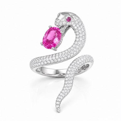 Venom of light Collection Hot Pink Natural Spinel and diamond Ring