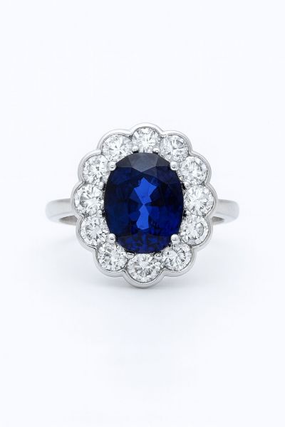 Natural Certified Sapphire and Natural Diamonds Ring ID:4500