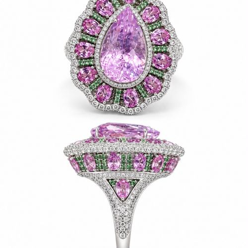 12.04ct Natural Kunzanite Ring