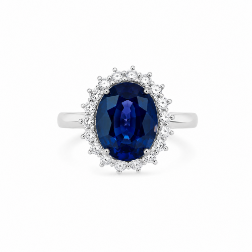 7ct Lab Grown Sapphire 14k White Gold Ring ID:35