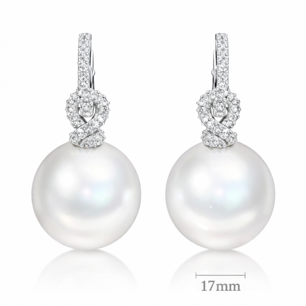 18 k gold Certified South sea pearls  and natural diamonds D/VVS REF:200 ID:4950