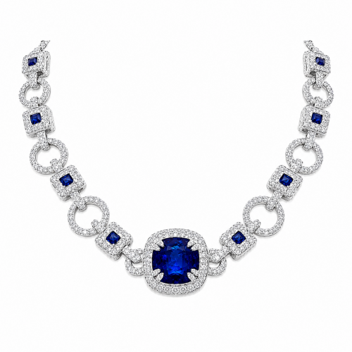 One of a kind EXCLUSIVE Natural Sapphire and Natural Diamond Necklace