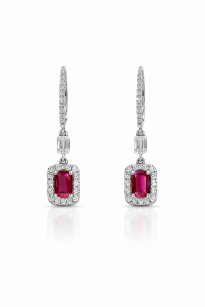 Natural Ruby (Top Quality) and Diamond Earrings REF:22 ID:4500