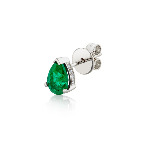 SINGLE EMERALD TEARDROP HALO STUD