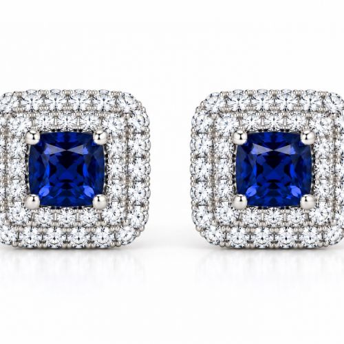 Natural Sapphire and diamond earrings ID:47