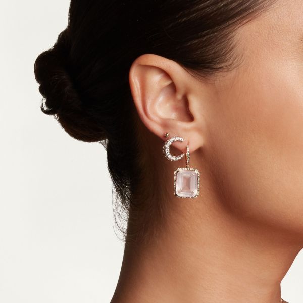 LIGHT PINK CRYSTAL PORTRAIT EARRINGS