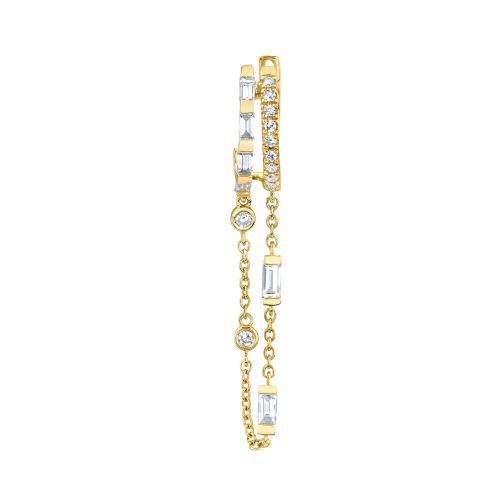 SINGLE DIAMOND DOUBLE MIXED FRINGE HUGGIE