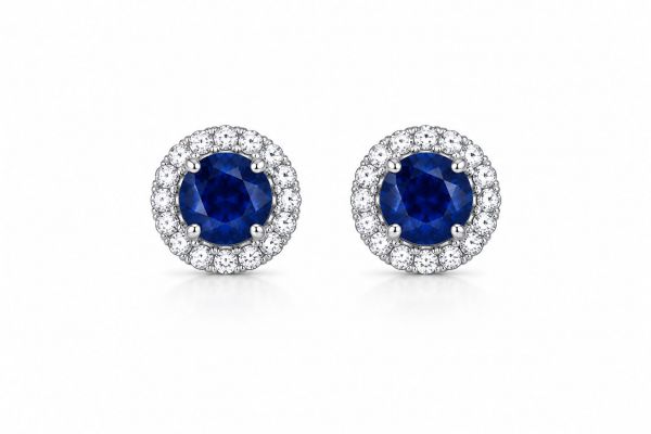 Natural Sapphire and diamond Studs ID:27