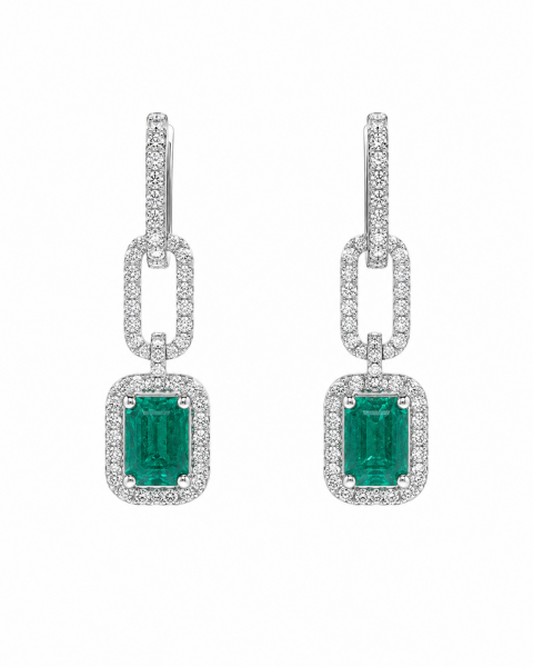 Natural Emerald & diamond earrings