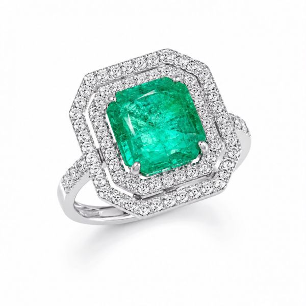 Certified 3.73ct Natural Colombian Emerald Ring ID:95