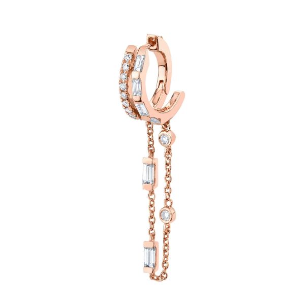 SINGLE DIAMOND DOUBLE MIXED FRINGE HUGGIE