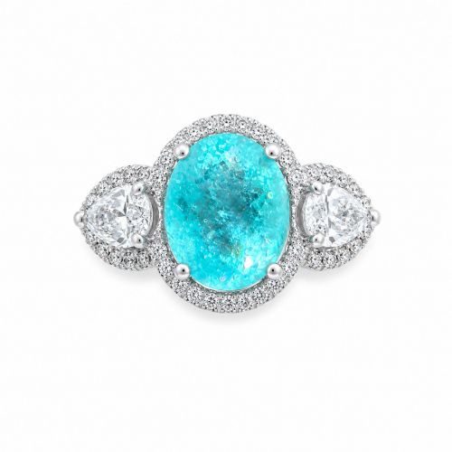 Natural Paraiba Tourmaline and Natural Diamond ring