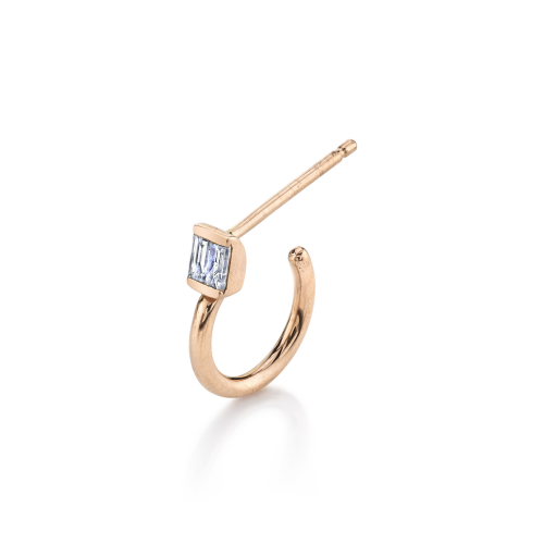 SINGLE DIAMOND BAGUETTE DROP HUGGIE
