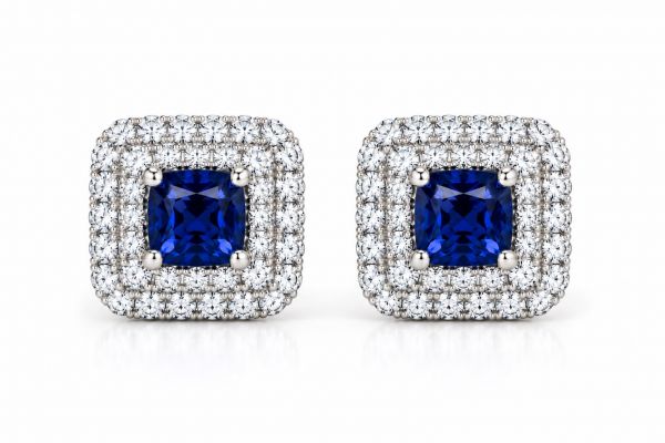 Natural Sapphire and diamond earrings ID:47