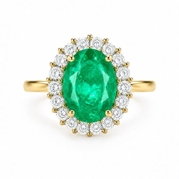 18k gold 3ct Natural Emerald and diamond ring ID:43
