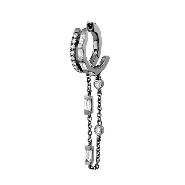 SINGLE DIAMOND DOUBLE MIXED FRINGE HUGGIE