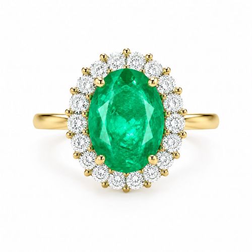 18k gold 3ct Natural Emerald and diamond ring ID:43