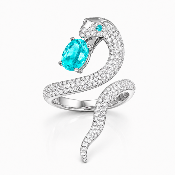 Venom of Light Collection Certified Natural Paraiba Tourmaline  and Natural diamond Ring ID:125